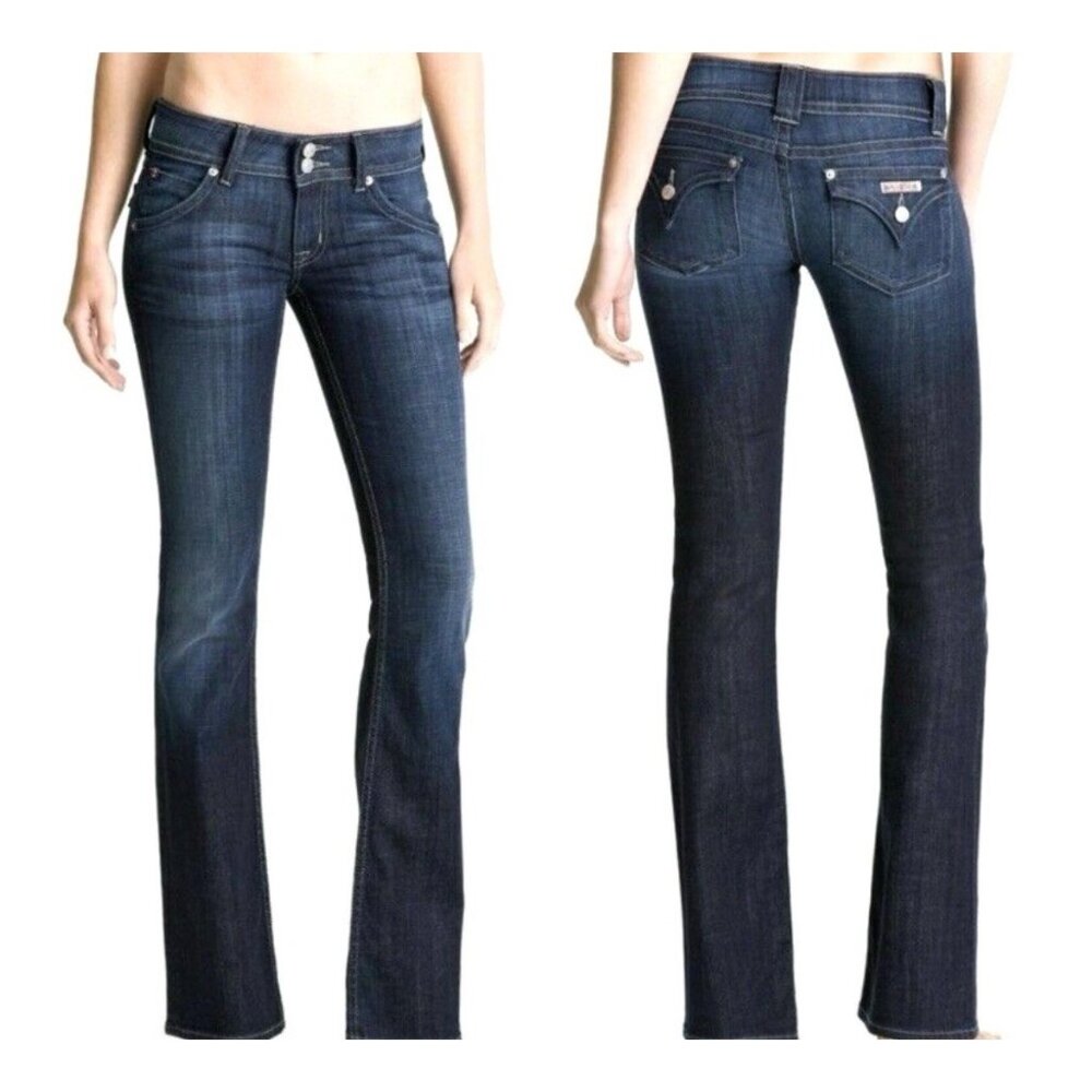 Hudson Women's Jeans Sz 28 Low Rise Bootcut Raw Hem Flap Pockets Y2K Made In USA